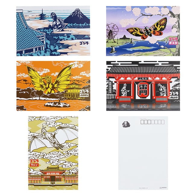 ポストカード５枚セット　ＪＡＰＡＮＥＳＥ　ＡＲＴ　ゴジラ　Ｙ