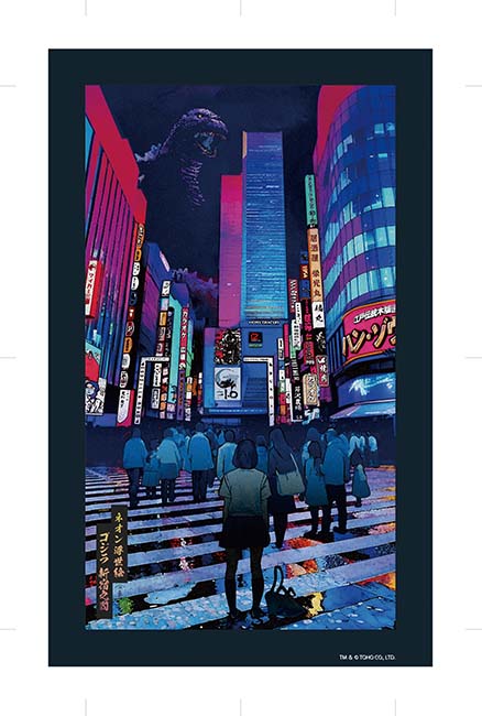 ネオン浮世絵「ゴジラ　新宿之図」（ファブリックボード）