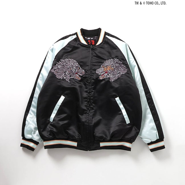 【ゴジラ】蓄光刺繍リバーシブルスカジャンBK（大人）