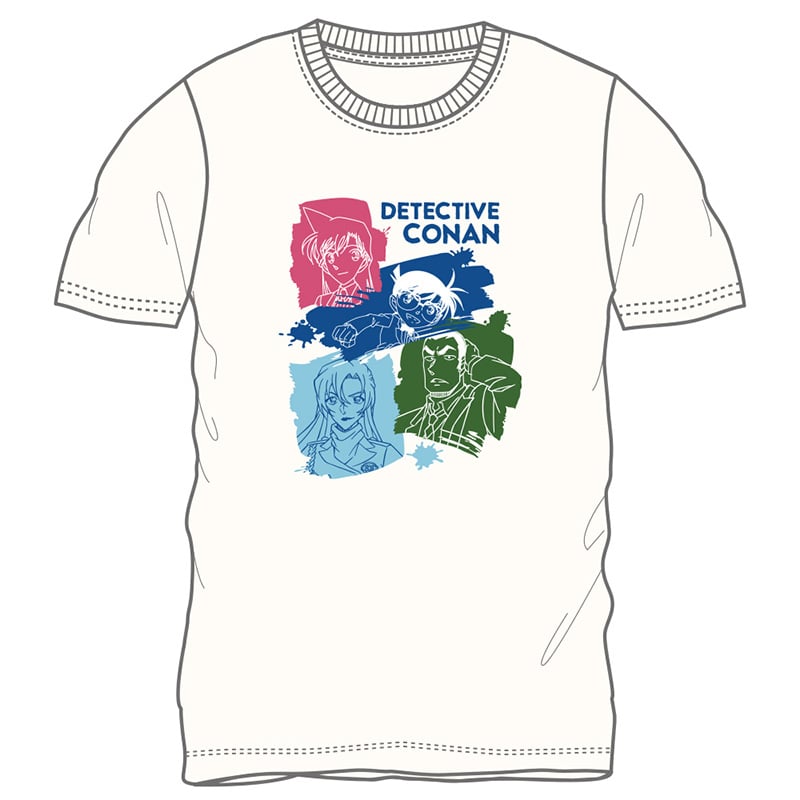 TVアニメ「名探偵コナン」 ペイント柄プリントTシャツ オフホワイトL