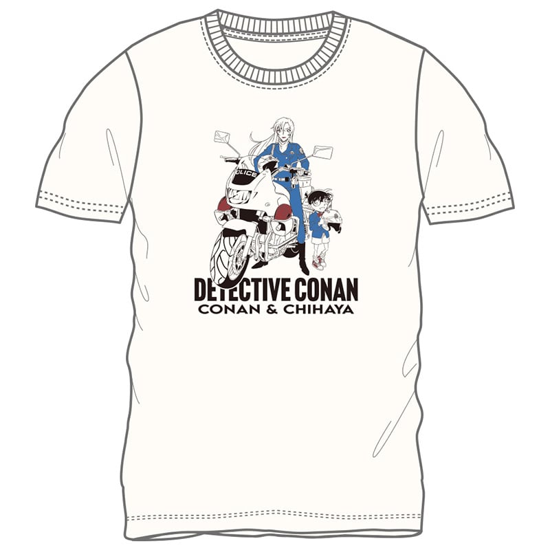TVアニメ「名探偵コナン」 千速白バイ柄半袖Tシャツ オフホワイトM