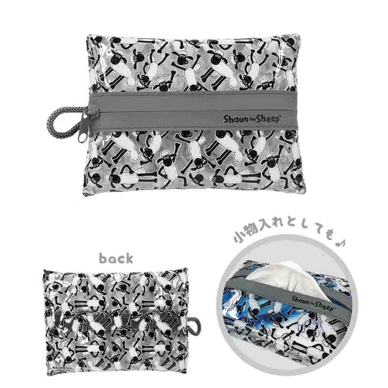 ひつじのショーン　クリアミニティッシュポーチ（ショーンだらけ）