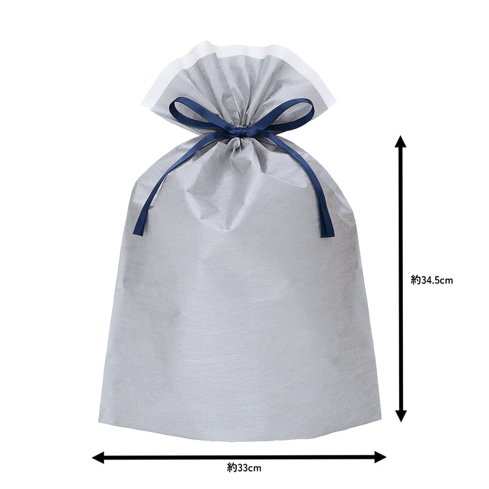 ギフトラッピング袋 不織布 シャイニーバッグ／シルバーL