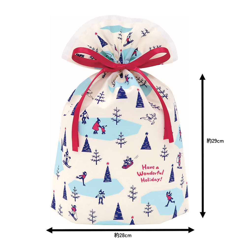 クリスマス ラッピング袋 不織布 ウィンターパーク／オフホワイトM
